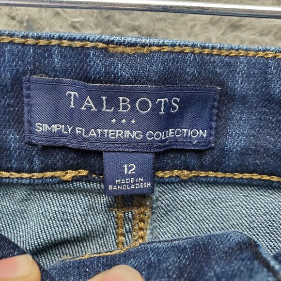 Talbots Shorts Womens Size 12 Blue Simply Flattering Stretch Denim Cuffed Hem - Picture 2 of 11